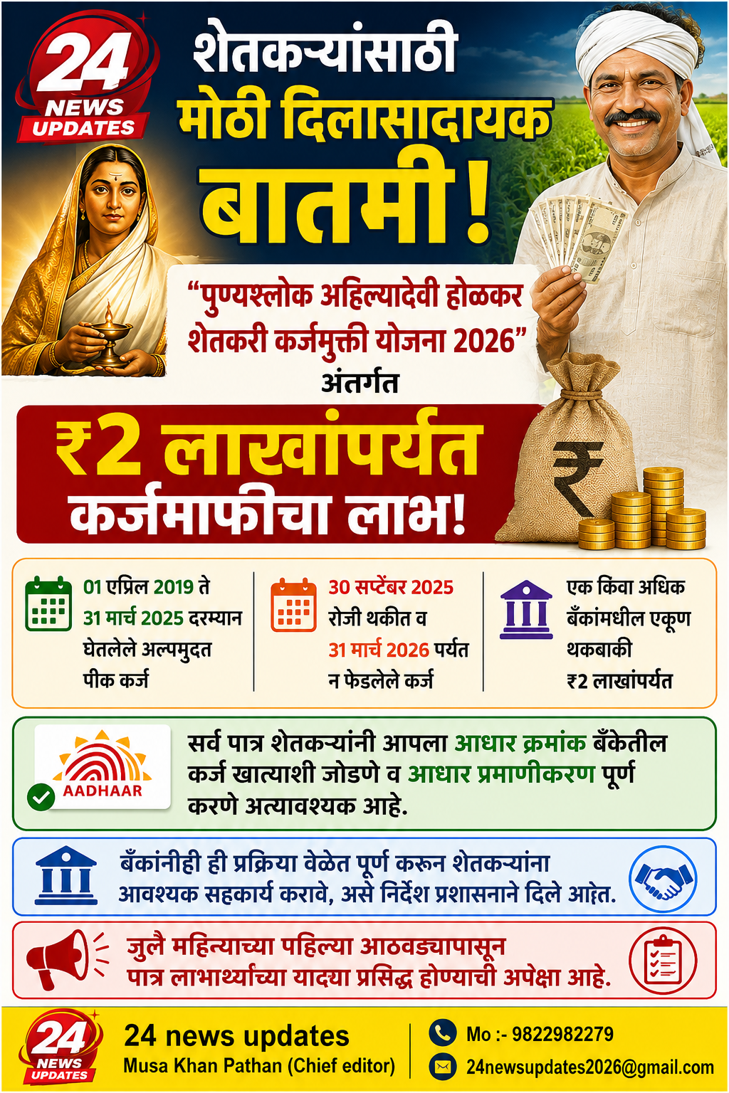शेतकऱ्यांसाठी मोठी दिलासादायक बातमी!